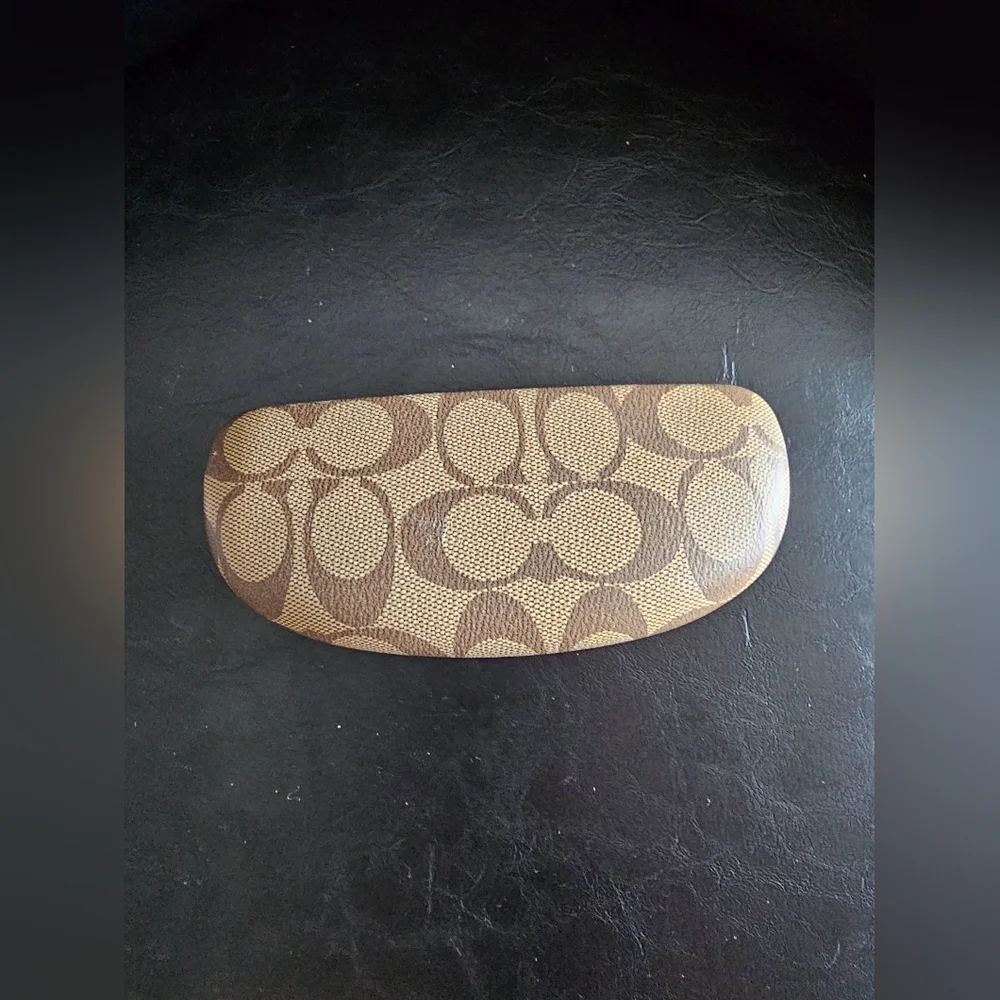 Coach Brown Tan Monogrammed Sunglasses Case With Cleaning Cloth